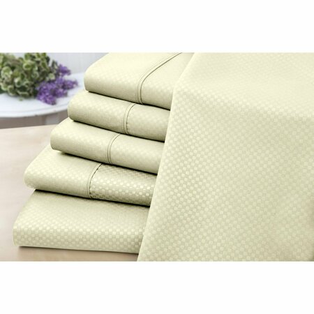 US ARMY 6 Piece Embossed Check Sheet Set - Queen - Ivory 1501QNIV